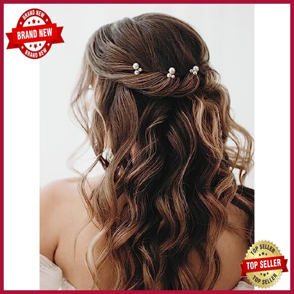 Wedding Pearl Hair Pins & Bridal Hair Clip Set - 4 Piece - Picture 6 of 8